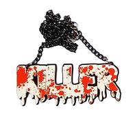 Collar de Halloween aterrador con manchas de sangre, asesinos de letras inglesas, collares con colgante de acrílico para hombre, joyería punk para fiesta