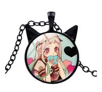 Collar de Hanako Kun con tapa para inodoro Jibaku Shounen Hanako Nene Kou Figuras de cristal Cabujón orejas de gato Anime Colgantes Collares Joyería, Aleación de zinc