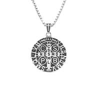 Collar de hombre para mujer, colgante vintage de San Benito exorcista, collar cristiano de Jesús para hombres y mujeres