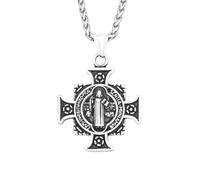 Collar de hombre para mujer, collar con colgante vintage de San Benito exorcista para hombres y mujeres, joyería religiosa, regalo para motociclistas