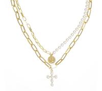 Collar de hombre para mujer, ¿Se vende? Collar de perlas de color dorado para mujer, joyería creativa vintage