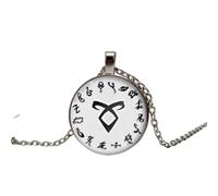 Collar de hueso de la ciudad de instrumentos musicales mortales, collar con colgante de ángel retro de poder, runa de sombras, collar de cristal para hombres y mujeres, 1