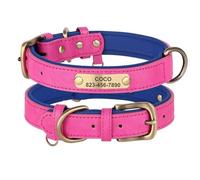 Collar De Identificación De Perro Ajustable Personalizado De Cuero PU Labrador Bulldog Schnauzer Chihuahua Collar De Entrenamiento,Rosa,Metro