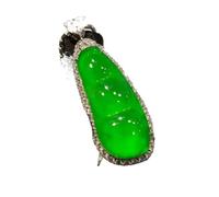 Collar de jade para hombre, colgante de jade verde natural Yang para las cuatro estaciones, colgante de frijol para hombres y mujeres, colgante incrustado de plata, joyería de origen, dale un regalo