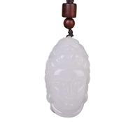 Collar de jade para hombre, exquisito colgante de cabeza de Buda de jade con hilo dorado, escultura 3D, amuleto religioso elegante, accesorio de joyería hecho a mano, dale un regalo