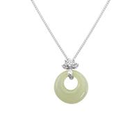 Collar de Jade para Mujeres con Plata esterlina S925, Buena Suerte Loto hetiano Jade Hebilla de Paz con moissanite, Regalo significativo para la graduación de la Hija