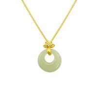 Collar de Jade para Mujeres con Plata esterlina S925, Buena Suerte Loto hetiano Jade Hebilla de Paz con moissanite, Regalo significativo para la graduación de la Hija