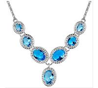 Collar de Joyas Gemas para Mujeres en Cinco Colores - Anillo de Boda Lady Azul Marino rubí