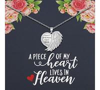 Collar de joyería conmemorativa A Piece of My Heart Lives in Heaven con pérdida de tarjetas, regalo de condolencias, 2.0, Cobre, Sin gemas.