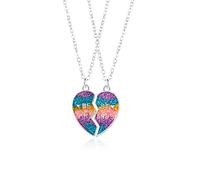 Collar de la amistad de 2 piezas del arco iris con grabado Best Friends juego para Niños Niñas Pareja,Corazón Cadenas de Amistad Cadena Hasl Regalos de Joyería para BFF Mejores mujer Amigos Cumpleaños