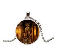 Collar de la estatua de la diosa del gato egipcio antiguo colgante del señor de Egipto collar de cristal hecho a mano joyería de las mujeres accesorios de amuleto, 1
