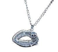 Collar de labios de calavera de aleación que busca estilos distintivos, diseños únicos, accesorio de moda para creadores de tendencias, color plateado, cómodo de llevar