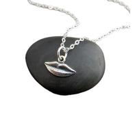 Collar de labios de plata de ley 925 con emoji de amor, colgante anatómico de ciencia, parte del cuerpo realista, joyería para boca pequeña, regalo | Cadena de 45 cm | Chapado en plata | L_PN_0170