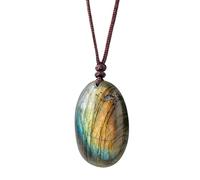 Collar de Labradorita Genérico - Colgante de piedra natural para mujer, joyería de piedra con reflejos azules, colgante hecho a mano de piedras preciosas, collar vintage | por un año