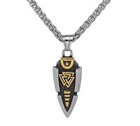 Collar de Lanza de Odín de la Mitología Nórdica - Colgante de Punta de Flecha de Gungnir de Acero Inoxidable para Hombres - Amuleto Símbolo de Valknut Medieval Vintage Joyería Islandesa