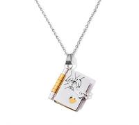 Collar de libro para hija con texto en inglés "My Incredible Daughter", para mi hija de mamá y papá, collar de libro que se puede abrir con 6 páginas de información grabada, regalo de joyería de libro