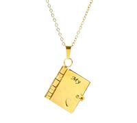 Collar de libro para niña | Colgante de oro ajustable con 6 páginas, collar para padre e hija | Para cumpleaños, fiesta en casa, habitación diaria, vacaciones hijo familia, Se référer à la description