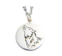 Collar de lobo en plata de ley 925. Amuleto de animal espiritual. Colgante de animal de poder. Joyería de talismán tótem de la buena suerte. Regalo de meditación para el alma y la naturaleza | Con