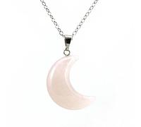 Collar de luna creciente de piedra natural Pendientes de labradorita de cuarzo de cristal Collar de cadena colgante,Collar de cuarzo rosa
