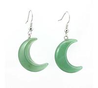 Collar de luna creciente de piedra natural Pendientes de labradorita de cuarzo de cristal Collar de cadena colgante,Aventurina verde B