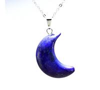 Collar de luna creciente de piedra natural Pendientes de labradorita de cuarzo de cristal Collar de cadena colgante,Collar Lazuli