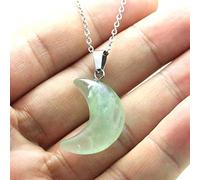 Collar de luna creciente de piedra natural Pendientes de labradorita de cuarzo de cristal Collar de cadena colgante,Collar Fluorita