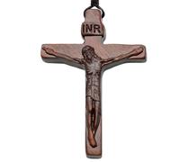 Collar de madera con cruz de Jesús - Colgante católico cristiano de 6 cm, símbolo de fe tallado, regalo de cruz religiosa para hombres y mujeres, colgante espiritual de madera para oración, A, Siehe