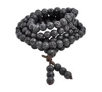 Collar de Mala Tibetano con Cuentas de oración Budista, Piedra Preciosa de Roca de Lava Natural de 8mm, 108