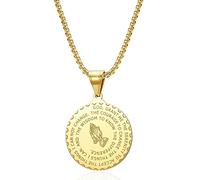 Collar de Manos de oración de Serenidad en Espiral, Medalla Redonda de Nuestro Padre, Collar de Hombres de Jerusalén con versículo de la Biblia Serena