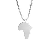 Collar de mapa de África de UNIFT para mujeres y hombres, acero inoxidable, minimalista, étnico, elegante, colgante de contorno del continente de África, joyería Hiphop, Acero inoxidable, No es una