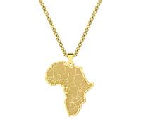 Collar De Mapa De África Para Hombres,Collar Con Colgante De Bandera De África 316L,Joyería De Borde De País Con Patrón Geométrico,Collar De Hip Hop,Colgante De Bandera Étnica De Moda,Amarill