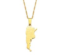 Collar De Mapa De Argentina para Hombres Y Mujeres, Collar De Mapa De Argentina con Nombre De Ciudad Joyas Corbatas De Cadena De Clavícula De Moda, Collar con Colgante De Símbolo Étnico,Oro,Caden