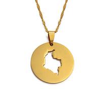 Collar De Mapa De Colombia para Joyería Unisex, Colgante De Mapa Colombiano, Accesorios De Vestido De Fiesta, Estilo Étnico, Collar con Símbolo Patriótico, Regalo, Oro, Cadena De 45 Cm