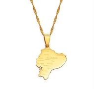 Collar De Mapa De Ecuador Decoración Étnica, Colgante De Mapa Ecuatoriano Accesorios De Ropa Étnica Cadena De Clavícula Elegante, Regalo Colgante Patriótico,Oro,Cadena De 45 Cm