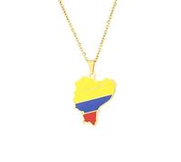 Collar De Mapa De Ecuador - Impresión De Nombre De Hip-Hop Personalizado Gotas De Aceite Mapa Contorno Colgante Collar De Suéter, Collar De Clavícula De Mapa Punk De Moda Ajustable, Joyería De