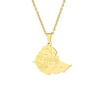 Collar De Mapa De Etiopía - Mapa De Contorno De País Etíope Étnico Con Colgante Con El Nombre De La Ciudad Joyas De Límites Nacionales,Collar Con Colgante De Contorno De Etiopía Regalos De Anive