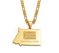 Collar De Mapa De Guinea Ecuatorial, Joyería De Color Amarillo Collares Colgantes De Guinea Ecuatorial Joyería Mapas Joyería De Hip Hop Para Mujeres Hombres Joyería De Moda De Fiesta De Tendencia