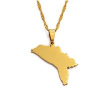 Collar De Mapa De La República De Moldavia Decoración Étnica, Colgante De Mapa Moldavo Accesorios De Ropa Étnica Cadena De Clavícula Elegante, Regalo Colgante Patriótico,Oro,Cadena De 45 Cm