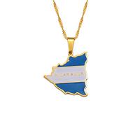 Collar De Mapa De Nicaragua para Joyería Unisex, Colgante De Mapa De Nicaragua, Accesorios De Vestido De Fiesta, Estilo Étnico, Regalo De Collar De Dijes De Moda, Oro, Cadena De 45 Cm