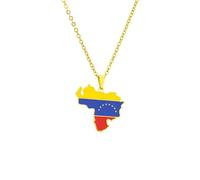 Collar De Mapa De Venezuela - Collar De Mapa Con Colgante De Gotas De Aceite De Hip Hop De Moda, Cadenas De Suéter Con Encanto Étnico Patriótico, Collares Con Colgante De Contorno De Mapa Retro,