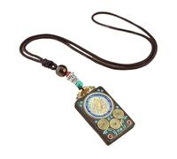 Collar de marca Thangkafo, Good Fortune colgantes, Retro Nepal Thangka collar de ébano hecho a mano Gran día Tathagata amarillo Caishen estilo nacional colgantes regalo colgante(4), 4, agate
