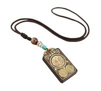 Collar de marca Thangkafo, Good Fortune colgantes, Retro Nepal Thangka collar de ébano hecho a mano Gran día Tathagata amarillo Caishen estilo nacional colgantes colgante regalo, 3, agate