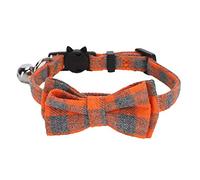 Collar de Mascotas Ajustable de Gavigain, Lindo Bownot con Campana, Tela Suave y Transpirable, no, cómodo, Resistente, para Gatos y Perros (Réseau Orange)