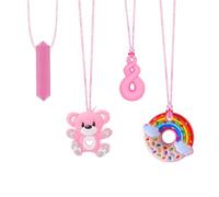 Collar de masticación infantil tdah, 4 piezas para niños autistas, adultos (rosa)