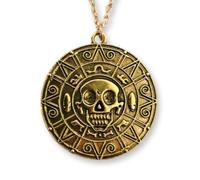 Collar de medallón del pirata con cráneo - Caribe - Color Oro - Diámetro 3,5 cm Cadena 55 cm de metal, XL, Metal, Sin gema, XL, Metal, No es una piedra preciosa