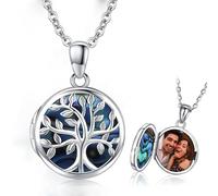 Collar de Medallón Fotográfico Árbol de la Vida, Colgante de Medallón con Foto de Plata de Ley 925, Regalo de Recuerdo joyería con memoria para Mujeres y Niñas (01)