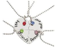 Collar De Mejores Amigos - Collares Corazon Partido, Colgantes Mujer Plata Luminoso Estrellas | Amistad Con Corazón Empalmado - Collar Con Colgante De Mejores Amigos Para Siempre - Colgante Best