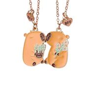 Collar de mejores amigos para 2, caricatura Capibara con corazón, joyería de mejores amigas, regalos de amistad para mujeres, hermanas del alma, M, Zinc, Circonia cúbica