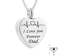 Collar de memoria, collar para adolescentes acero inoxidable Rolo Corazón colendiente electrocardiograma grabado Te amo para siempre ... Urna Locket