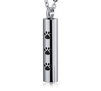 Collar de memoria, mechón de urna cilíndrica de cable de acero inoxidable de metal para hombres y mujeres
